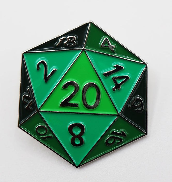 Foam Brain | Enamel Pin | Green D20