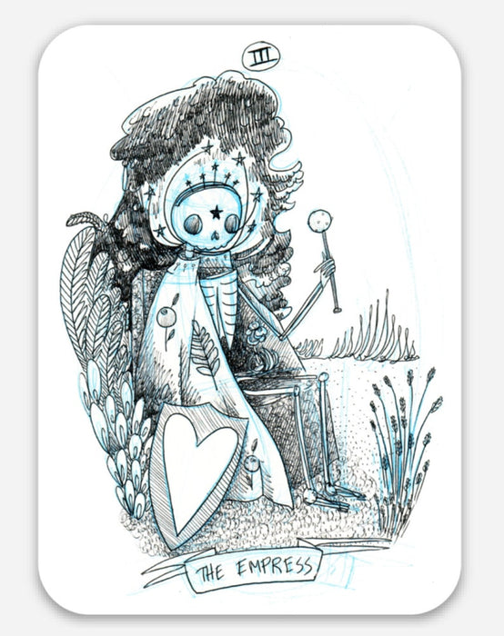 Cat Rocketship | Vinyl Stickers | Tarot Card (The Empress)