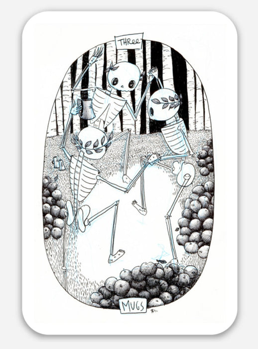 Cat Rocketship | Vinyl Stickers | Tarot Card (Three of Mugs)