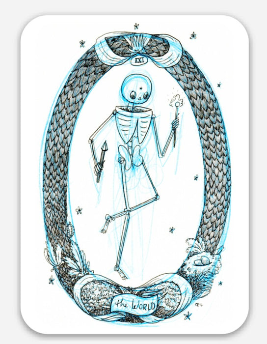 Cat Rocketship | Vinyl Stickers | Tarot Card (The World)