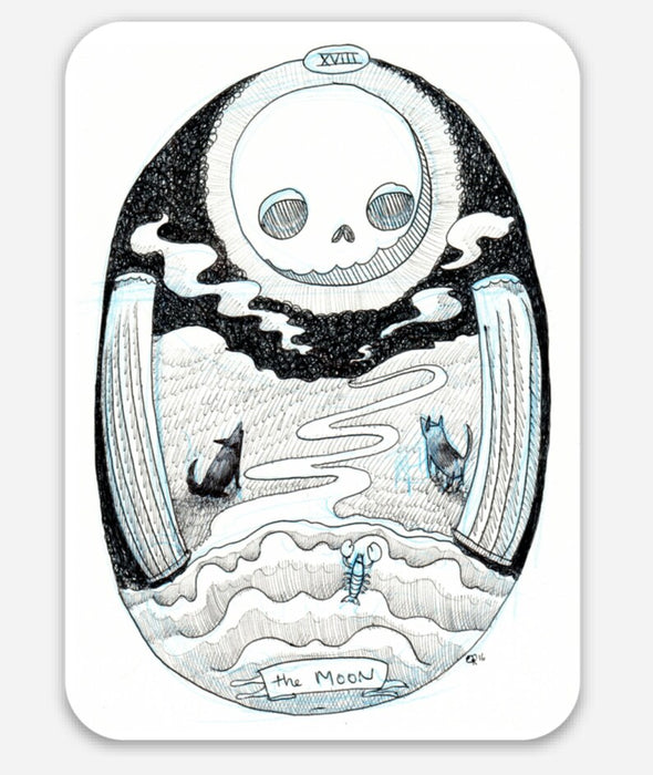 Cat Rocketship | Vinyl Stickers | Tarot Card (The Moon)