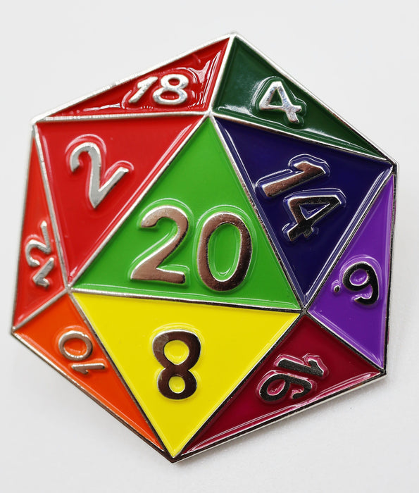 Foam Brain | Enamel Pin | Rainbow D20